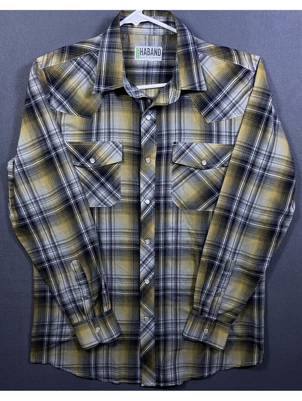 Mens Haband Brown Shadow Plaid Pearl Snap Shirt M (no Tag) 21x29 Western Cowboy